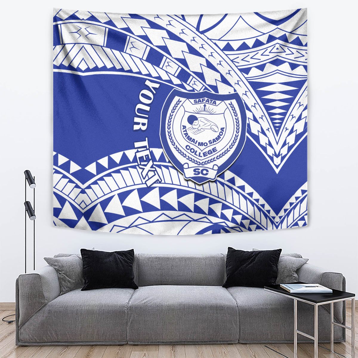 Personalised Samoa Safata College Tapestry Samoan Pattern - Wonder Print Shop