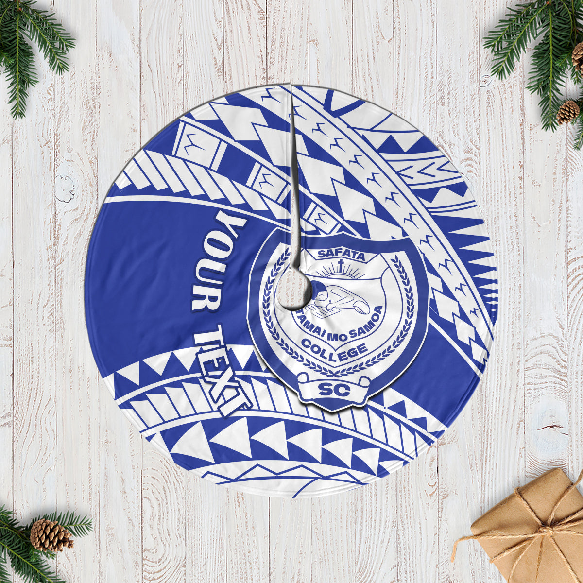 Personalised Samoa Safata College Tree Skirt Samoan Pattern - Wonder Print Shop