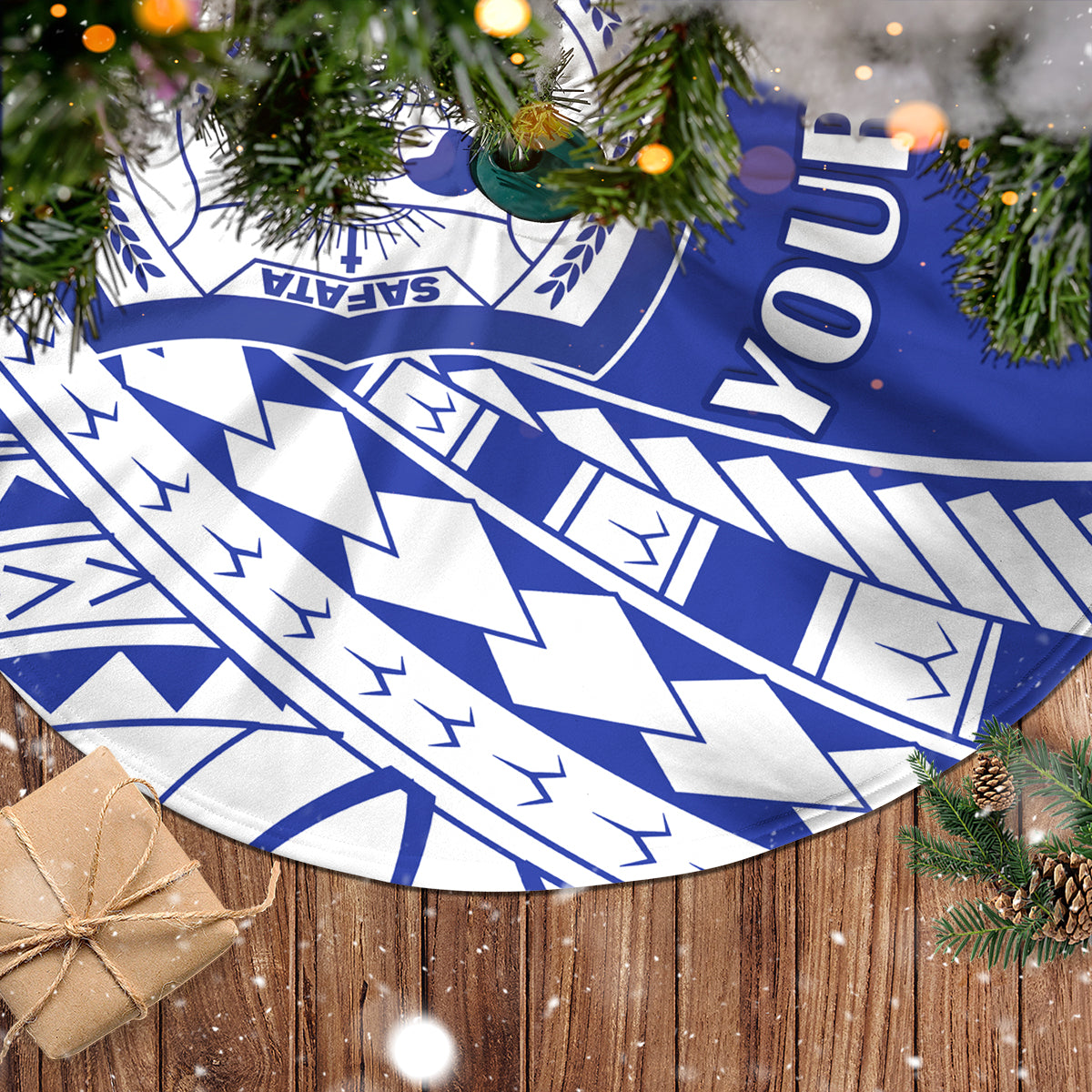 Personalised Samoa Safata College Tree Skirt Samoan Pattern - Wonder Print Shop