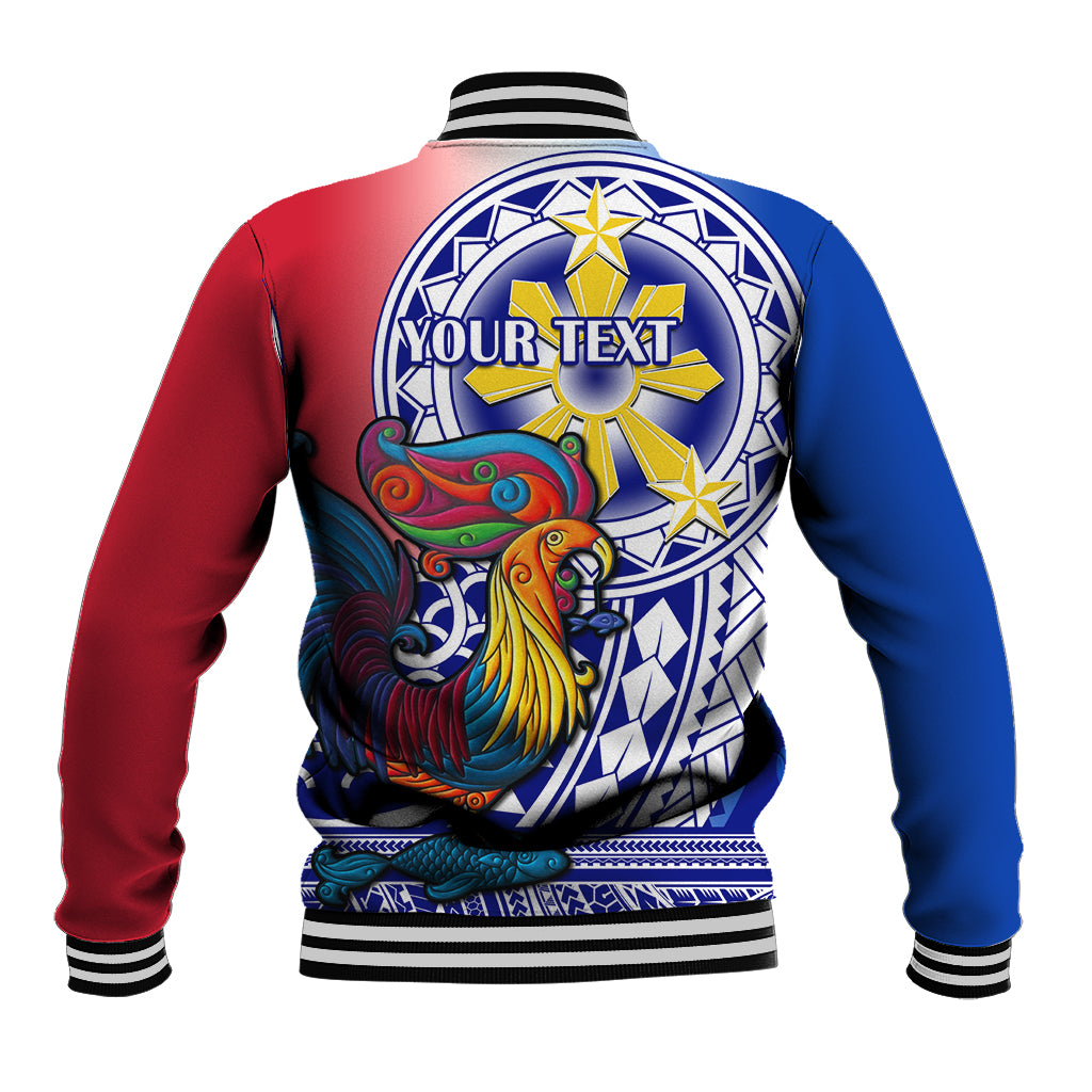 Personalised Philippines Baseball Jacket Filipino Sarimanok With Polynesian Tattoo - Wonder Print Shop