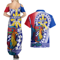 Personalised Philippines Couples Matching Summer Maxi Dress and Hawaiian Shirt Filipino Sarimanok With Polynesian Tattoo - Wonder Print Shop