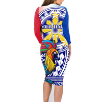 Personalised Philippines Family Matching Long Sleeve Bodycon Dress and Hawaiian Shirt Filipino Sarimanok With Polynesian Tattoo - Wonder Print Shop