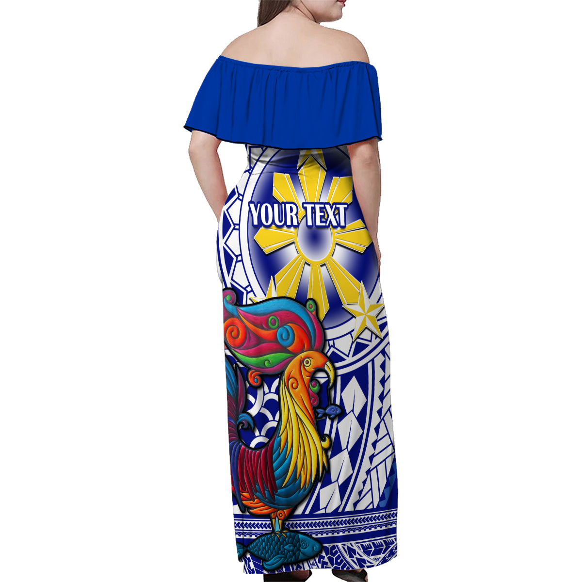 Personalised Philippines Family Matching Off Shoulder Maxi Dress and Hawaiian Shirt Filipino Sarimanok With Polynesian Tattoo - Wonder Print Shop