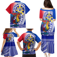 Personalised Philippines Family Matching Puletasi Dress and Hawaiian Shirt Filipino Sarimanok With Polynesian Tattoo - Wonder Print Shop