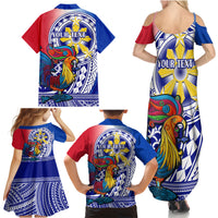 Personalised Philippines Family Matching Summer Maxi Dress and Hawaiian Shirt Filipino Sarimanok With Polynesian Tattoo - Wonder Print Shop
