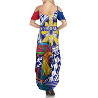 Personalised Philippines Family Matching Summer Maxi Dress and Hawaiian Shirt Filipino Sarimanok With Polynesian Tattoo - Wonder Print Shop