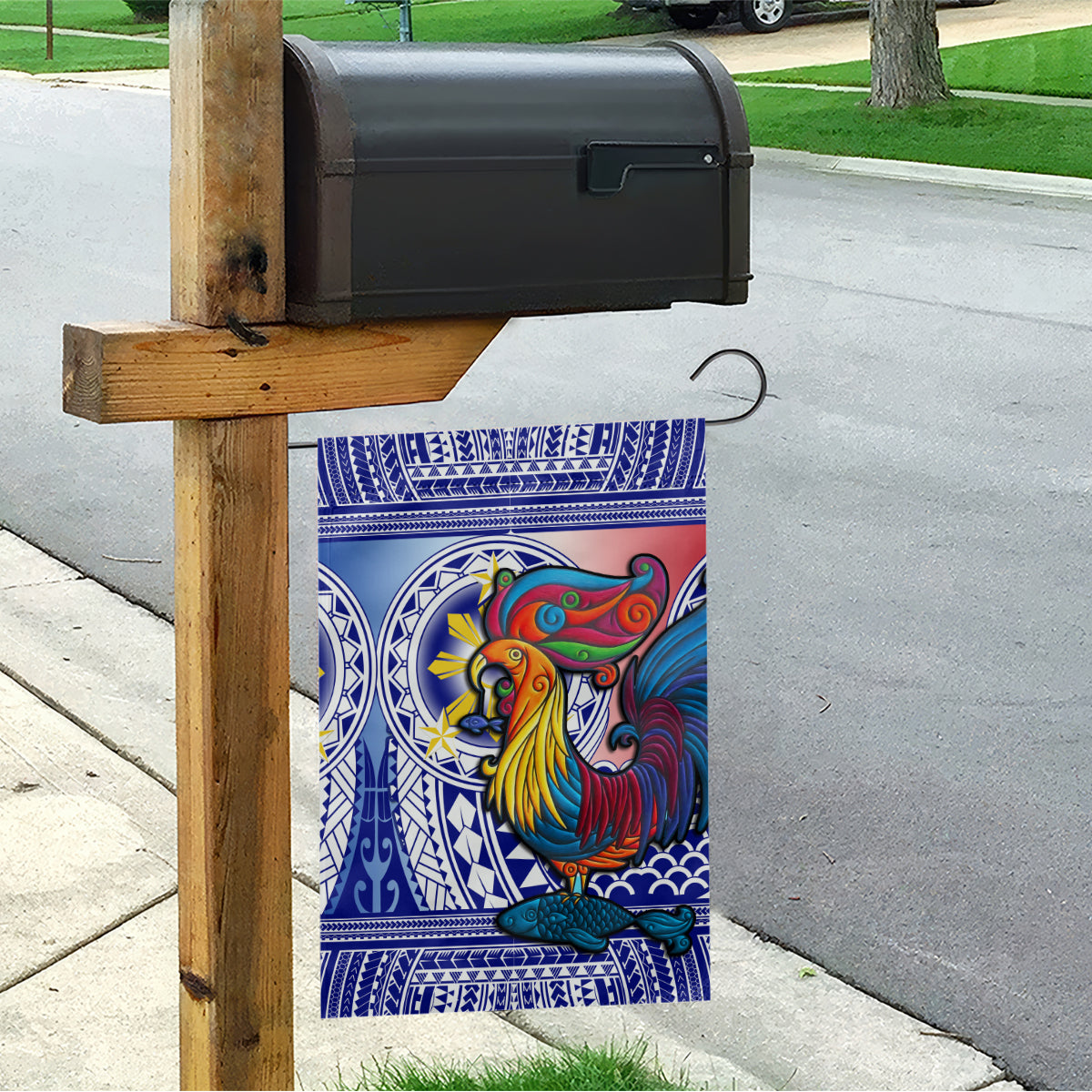 Personalised Philippines Garden Flag Filipino Sarimanok With Polynesian Tattoo - Wonder Print Shop