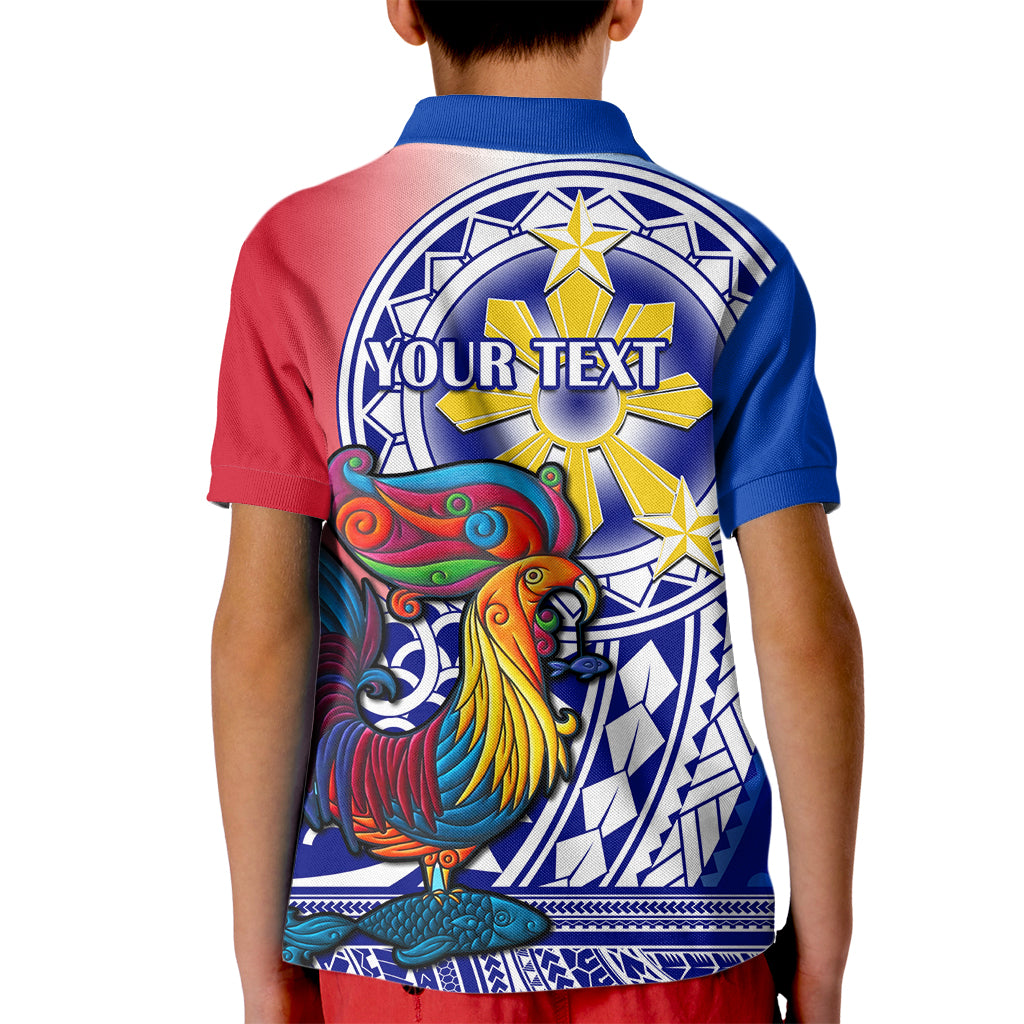 Personalised Philippines Kid Polo Shirt Filipino Sarimanok With Polynesian Tattoo - Wonder Print Shop