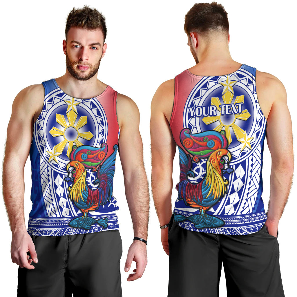 Personalised Philippines Men Tank Top Filipino Sarimanok With Polynesian Tattoo - Wonder Print Shop