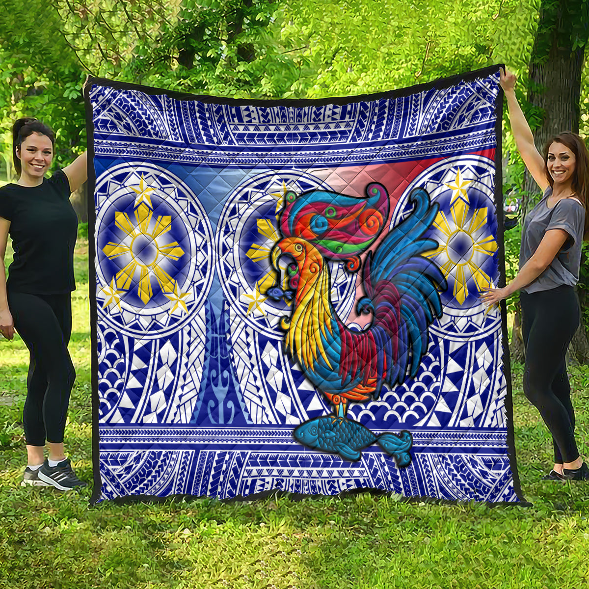 Personalised Philippines Quilt Filipino Sarimanok With Polynesian Tattoo - Wonder Print Shop