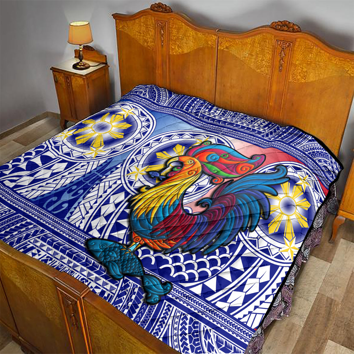 Personalised Philippines Quilt Filipino Sarimanok With Polynesian Tattoo - Wonder Print Shop