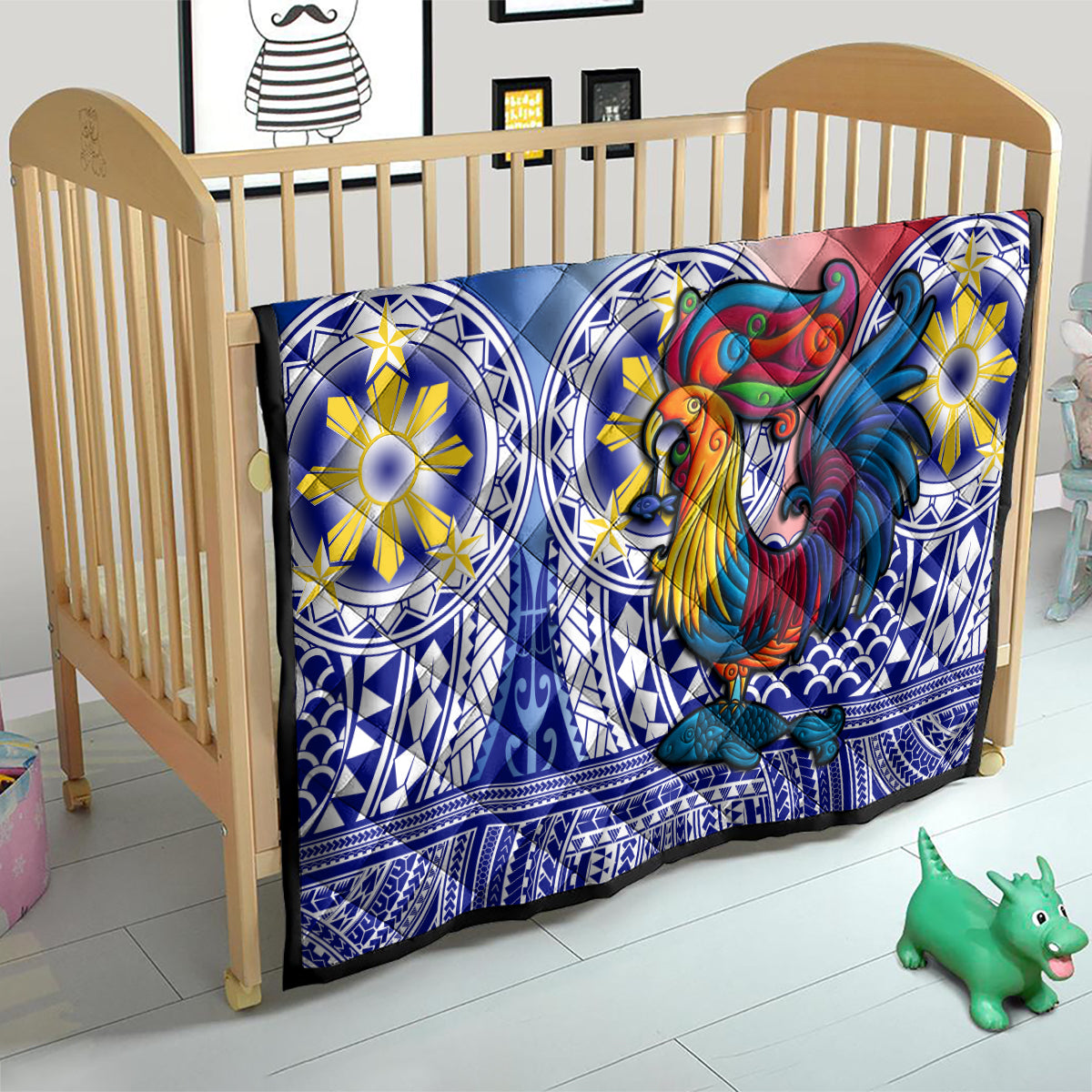 Personalised Philippines Quilt Filipino Sarimanok With Polynesian Tattoo - Wonder Print Shop
