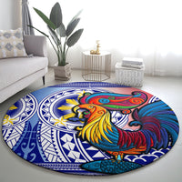 personalised-philippines-round-carpet-filipino-sarimanok-with-polynesian-tattoo