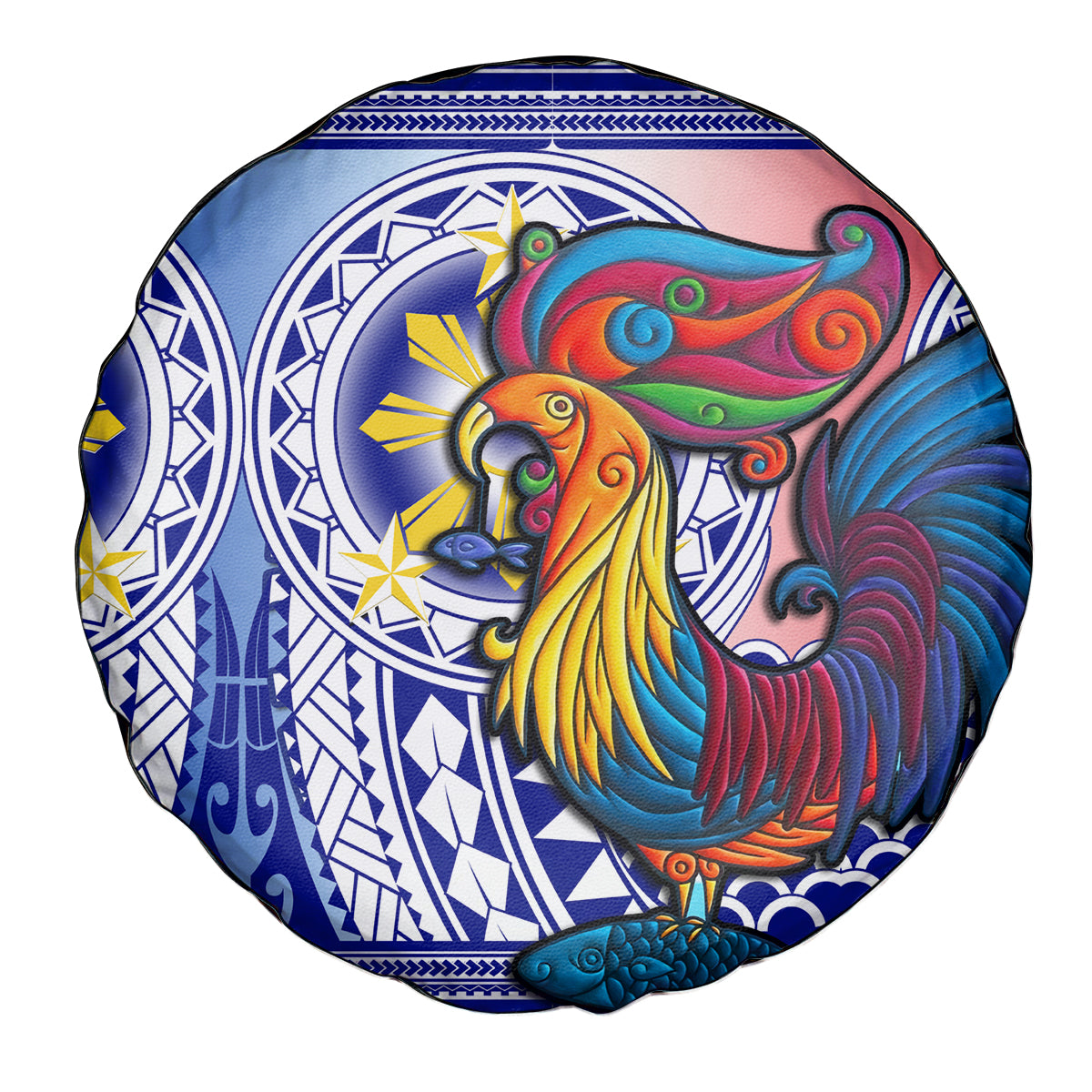 Personalised Philippines Spare Tire Cover Filipino Sarimanok With Polynesian Tattoo - Wonder Print Shop