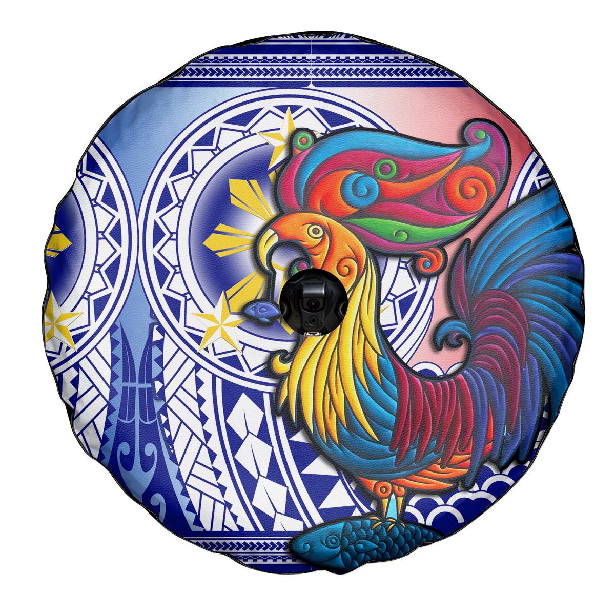 Personalised Philippines Spare Tire Cover Filipino Sarimanok With Polynesian Tattoo - Wonder Print Shop