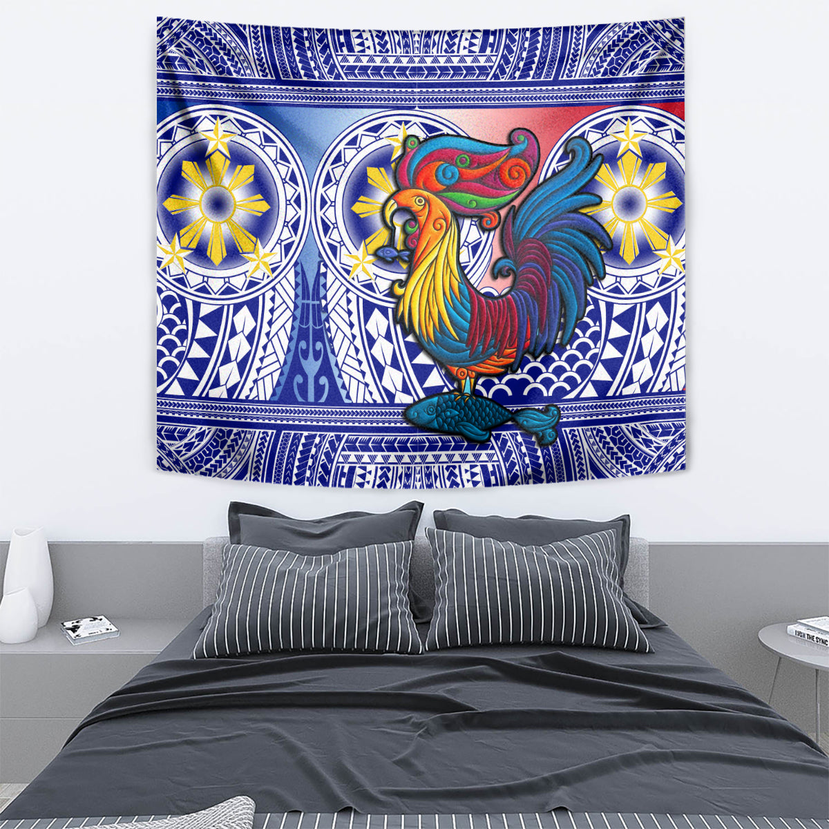 Personalised Philippines Tapestry Filipino Sarimanok With Polynesian Tattoo - Wonder Print Shop