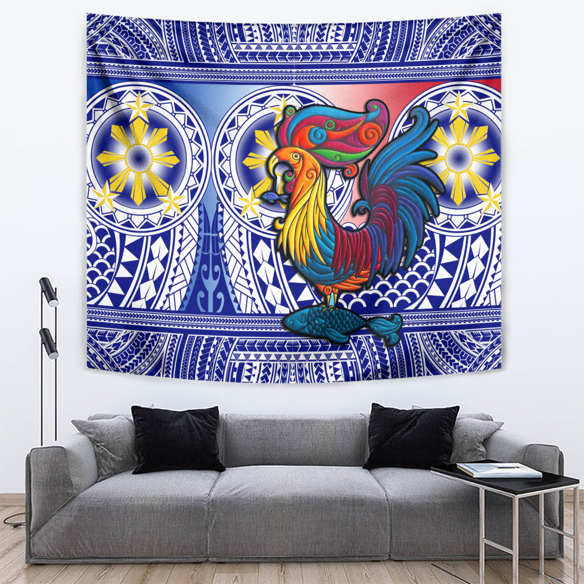 Personalised Philippines Tapestry Filipino Sarimanok With Polynesian Tattoo - Wonder Print Shop