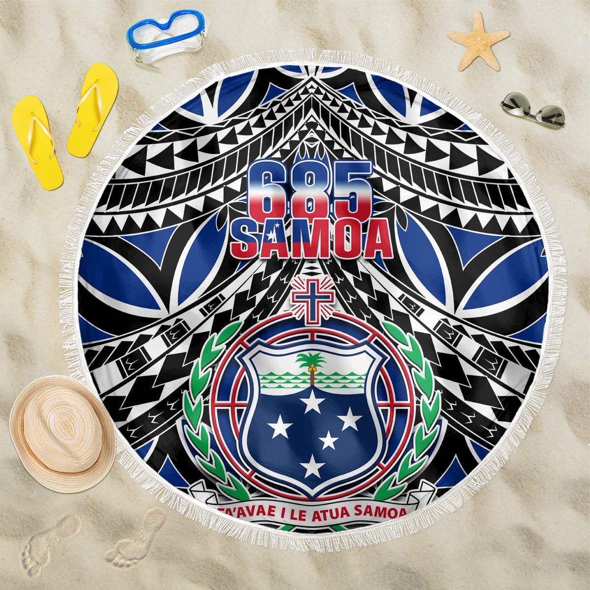 Samoa 685 Beach Blanket Samoan Coat Of Arms Simple Style - Wonder Print Shop