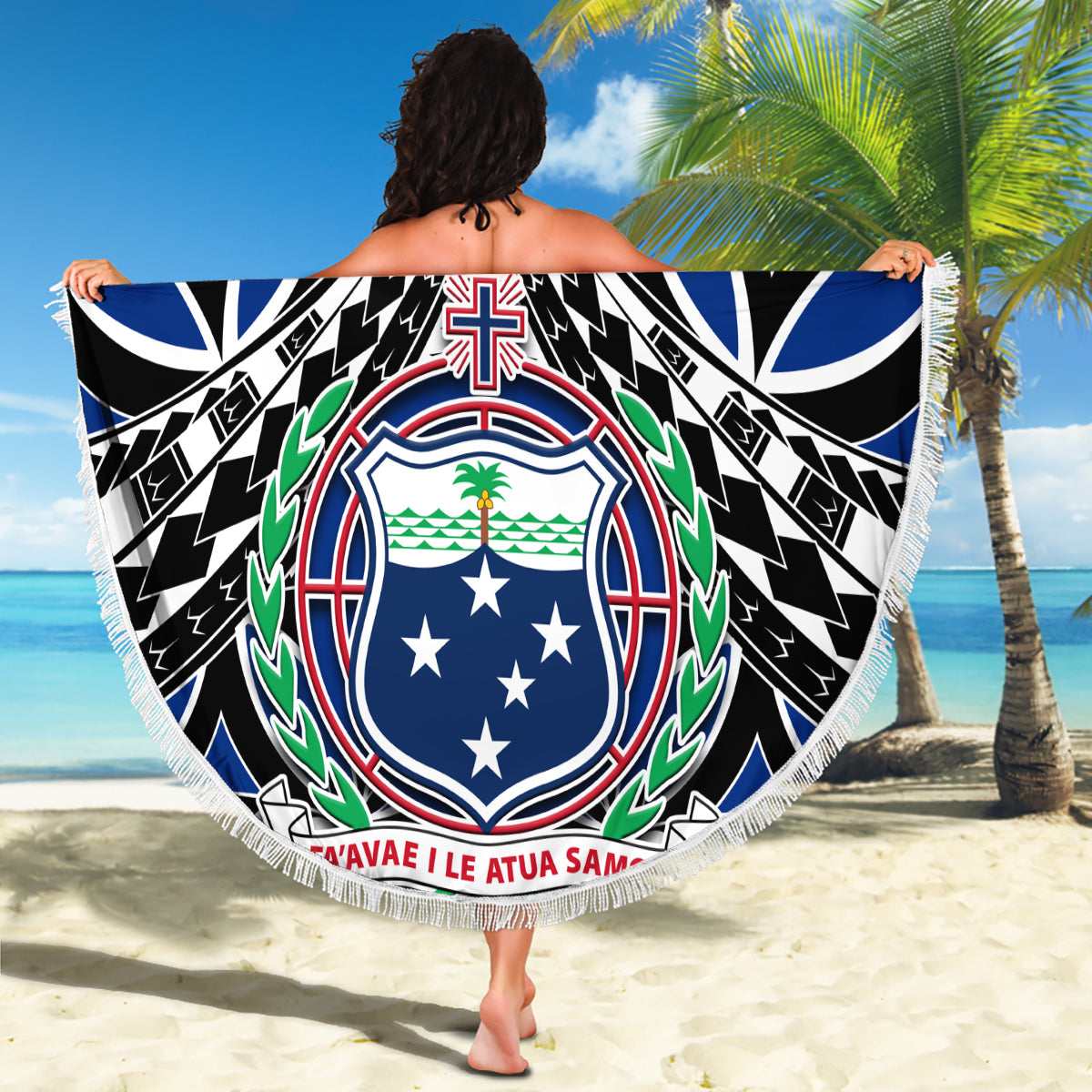 Samoa 685 Beach Blanket Samoan Coat Of Arms Simple Style - Wonder Print Shop