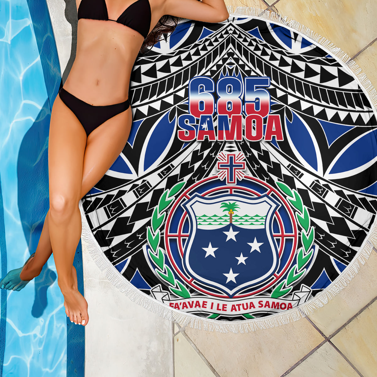 Samoa 685 Beach Blanket Samoan Coat Of Arms Simple Style - Wonder Print Shop