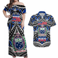 Samoa 685 Couples Matching Off Shoulder Maxi Dress and Hawaiian Shirt Samoan Coat Of Arms Simple Style - Wonder Print Shop