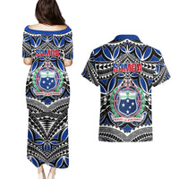 Samoa 685 Couples Matching Puletasi Dress and Hawaiian Shirt Samoan Coat Of Arms Simple Style - Wonder Print Shop