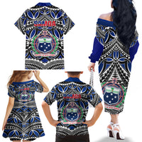 Samoa 685 Family Matching Off Shoulder Long Sleeve Dress and Hawaiian Shirt Samoan Coat Of Arms Simple Style - Wonder Print Shop