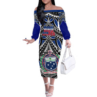 Samoa 685 Family Matching Off Shoulder Long Sleeve Dress and Hawaiian Shirt Samoan Coat Of Arms Simple Style - Wonder Print Shop