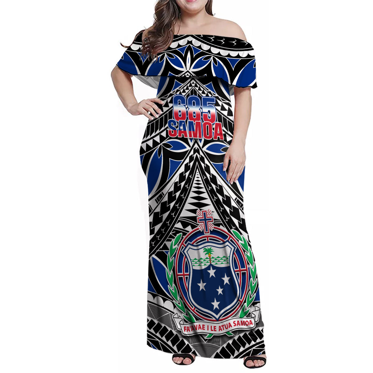 Samoa 685 Family Matching Off Shoulder Maxi Dress and Hawaiian Shirt Samoan Coat Of Arms Simple Style - Wonder Print Shop