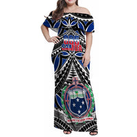 Samoa 685 Family Matching Off Shoulder Maxi Dress and Hawaiian Shirt Samoan Coat Of Arms Simple Style - Wonder Print Shop