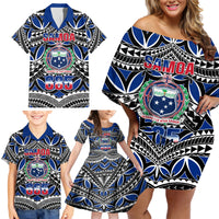Samoa 685 Family Matching Off Shoulder Short Dress and Hawaiian Shirt Samoan Coat Of Arms Simple Style - Wonder Print Shop