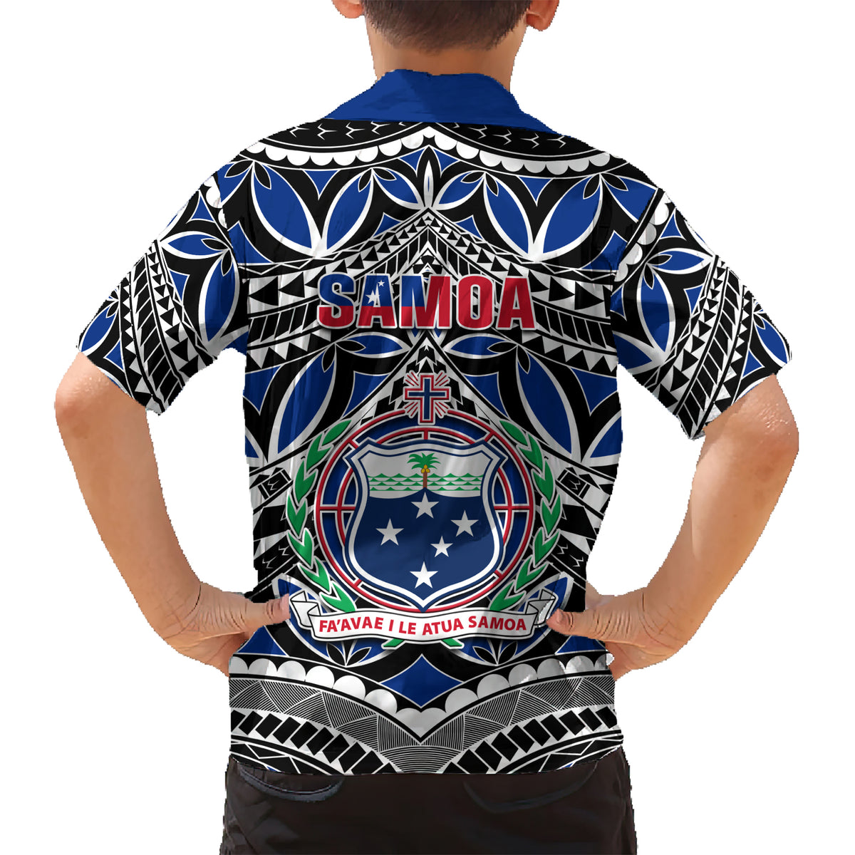 Samoa 685 Family Matching Short Sleeve Bodycon Dress and Hawaiian Shirt Samoan Coat Of Arms Simple Style - Wonder Print Shop
