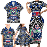 Samoa 685 Family Matching Short Sleeve Bodycon Dress and Hawaiian Shirt Samoan Coat Of Arms Simple Style - Wonder Print Shop