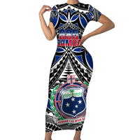 Samoa 685 Family Matching Short Sleeve Bodycon Dress and Hawaiian Shirt Samoan Coat Of Arms Simple Style - Wonder Print Shop