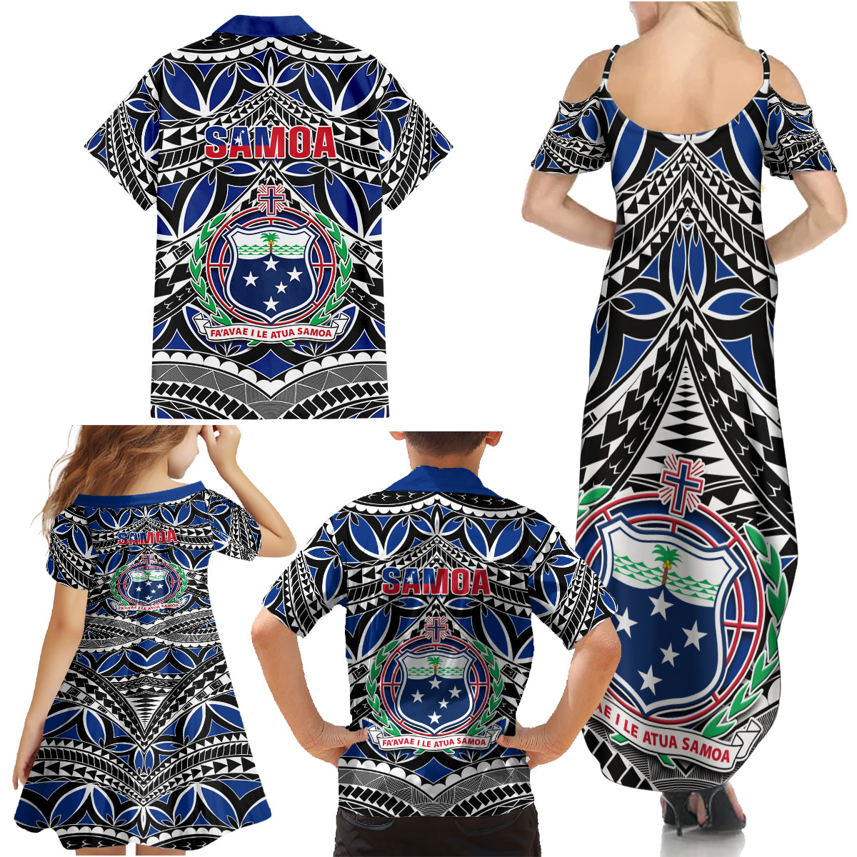 Samoa 685 Family Matching Summer Maxi Dress and Hawaiian Shirt Samoan Coat Of Arms Simple Style - Wonder Print Shop