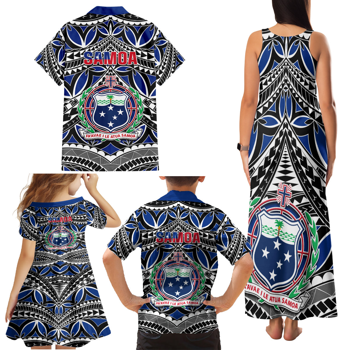 Samoa 685 Family Matching Tank Maxi Dress and Hawaiian Shirt Samoan Coat Of Arms Simple Style - Wonder Print Shop