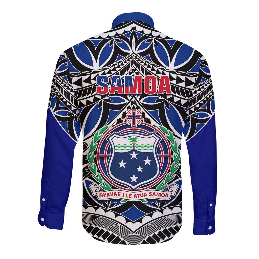 Samoa 685 Long Sleeve Button Shirt Samoan Coat Of Arms Simple Style - Wonder Print Shop