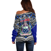 Samoa 685 Off Shoulder Sweater Samoan Coat Of Arms Simple Style - Wonder Print Shop