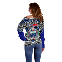 Samoa 685 Off Shoulder Sweater Samoan Coat Of Arms Simple Style - Wonder Print Shop