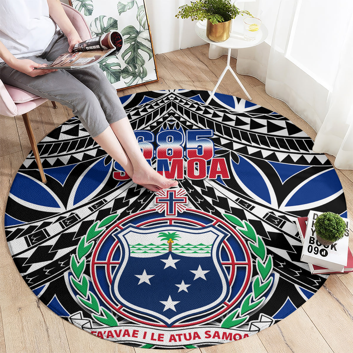 samoa-685-round-carpet-samoan-coat-of-arms-simple-style