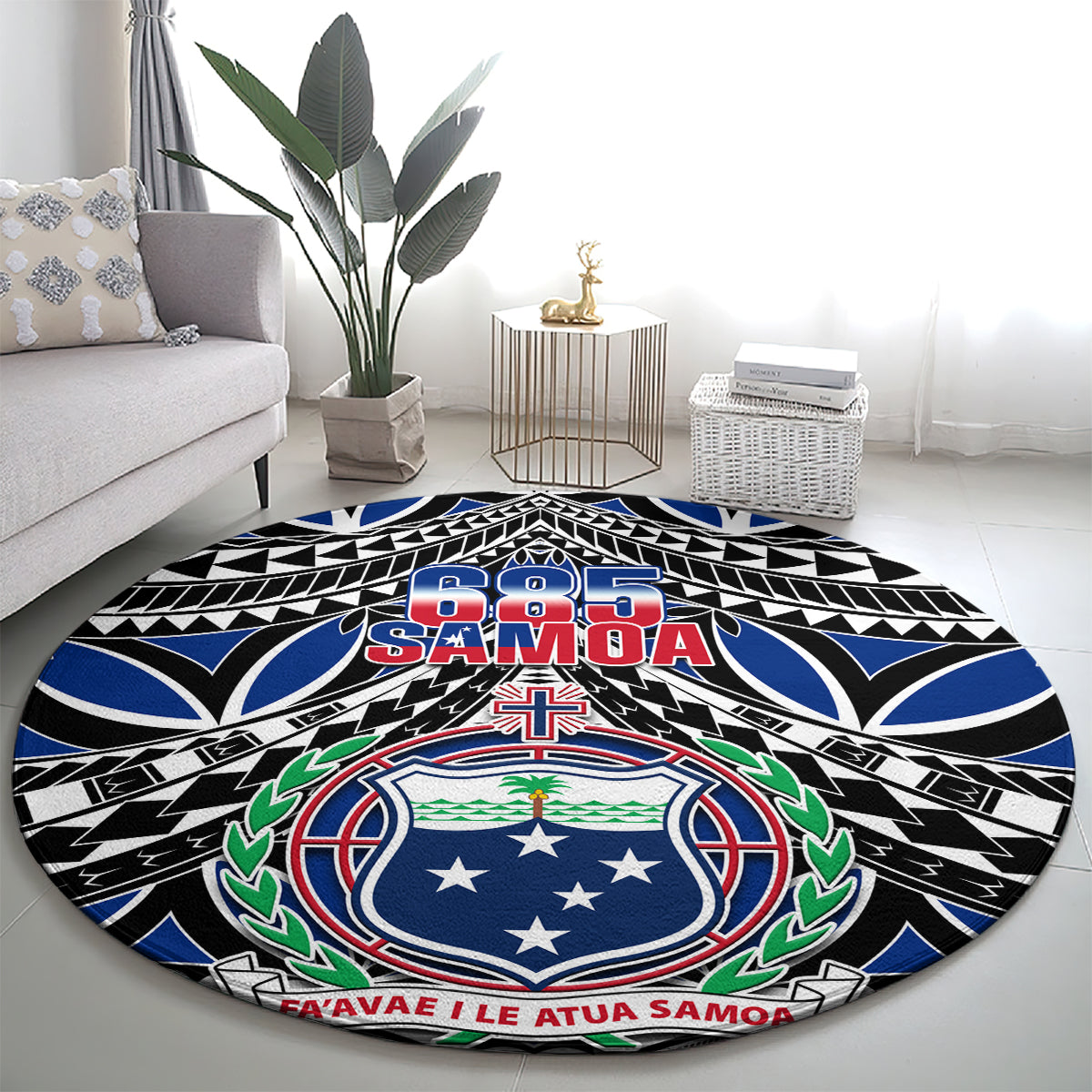 samoa-685-round-carpet-samoan-coat-of-arms-simple-style