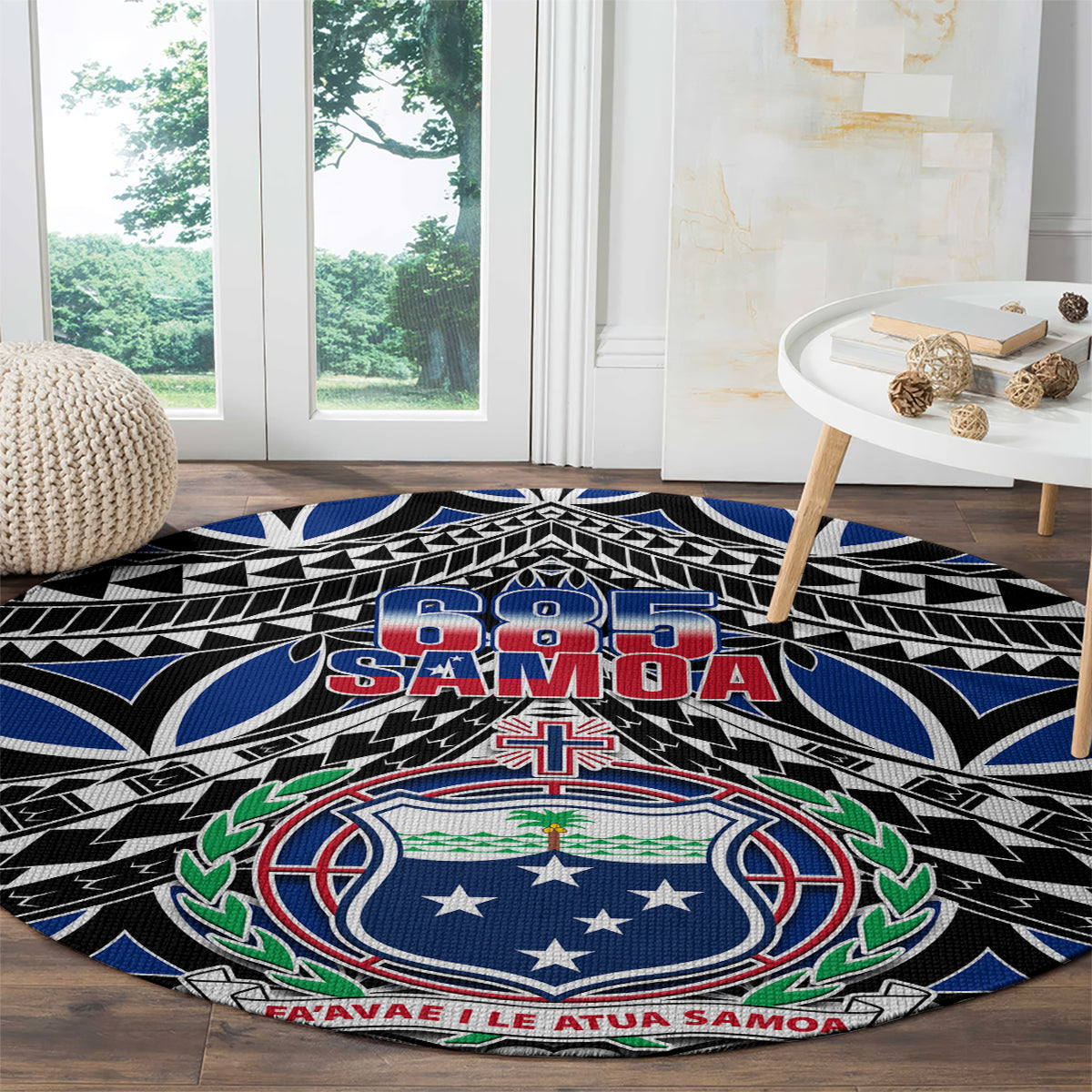 samoa-685-round-carpet-samoan-coat-of-arms-simple-style