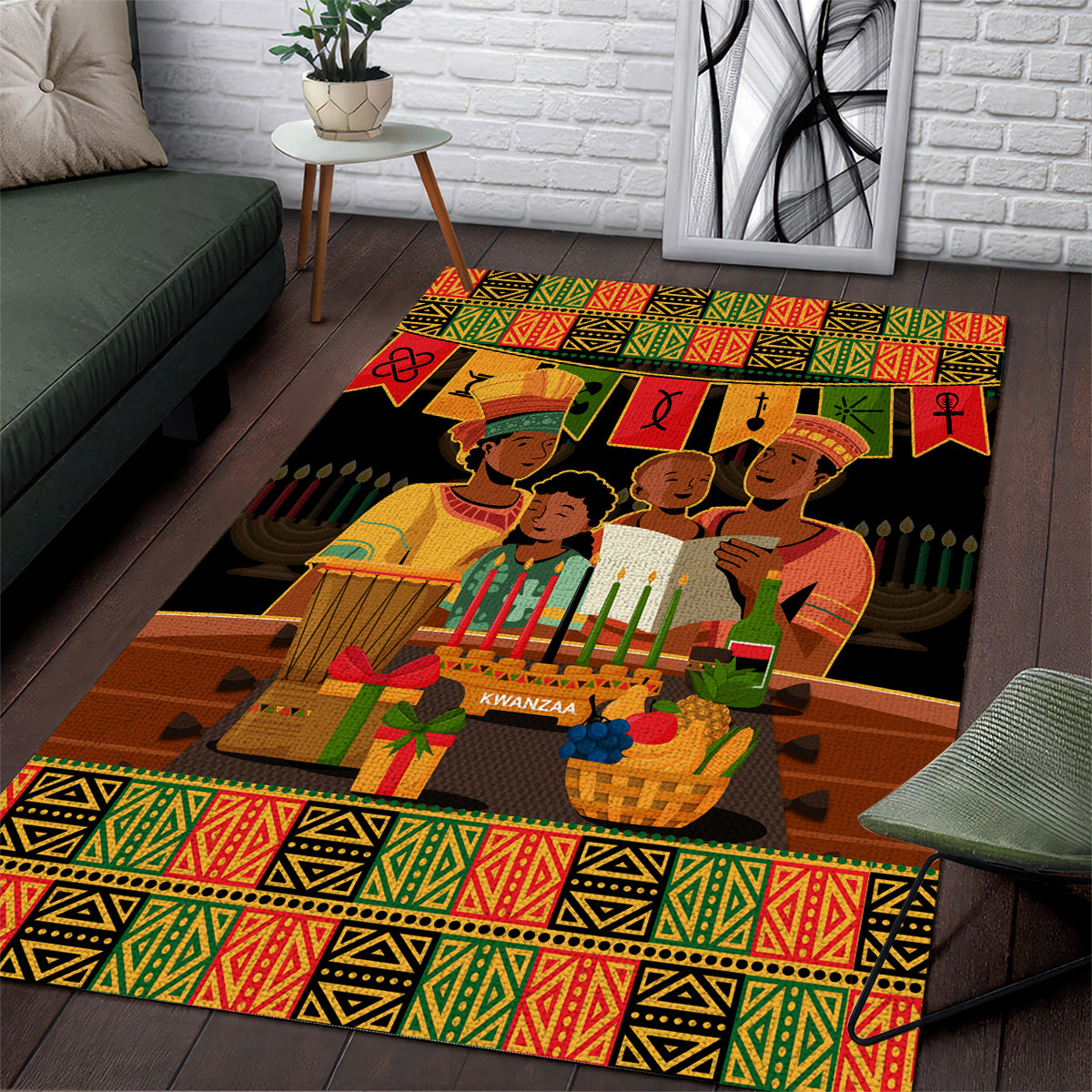 Happy Kwanzaa Area Rug African-American Culture Celebration - Wonder Print Shop