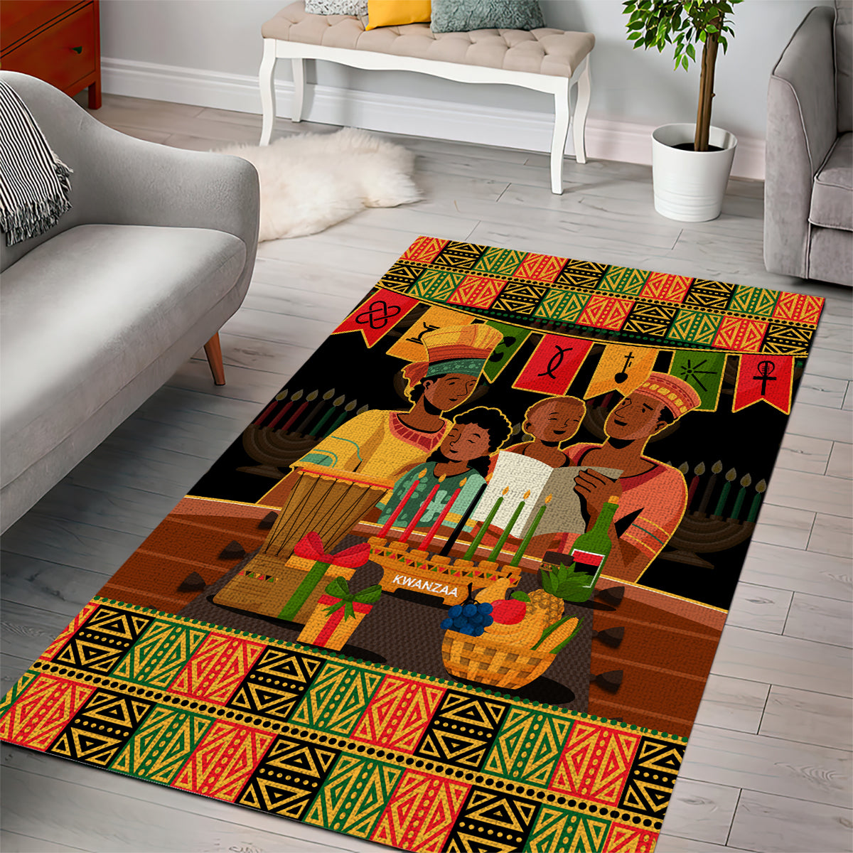 Happy Kwanzaa Area Rug African-American Culture Celebration - Wonder Print Shop