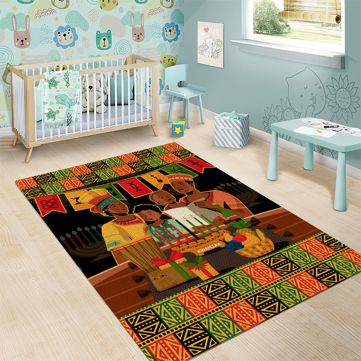 Happy Kwanzaa Area Rug African-American Culture Celebration - Wonder Print Shop