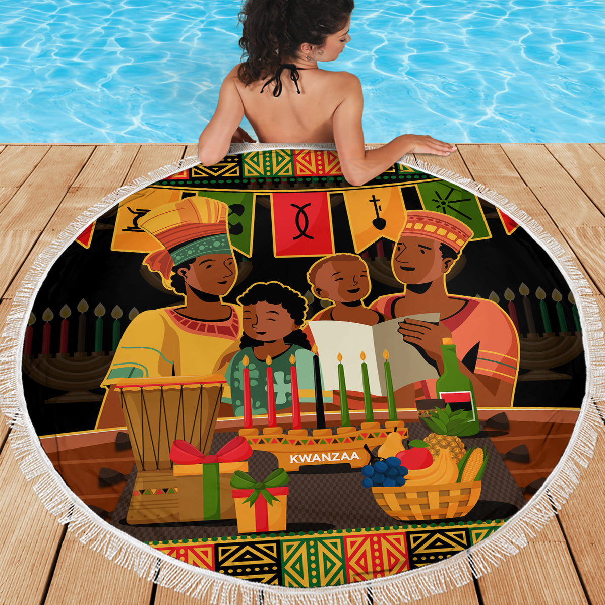 Happy Kwanzaa Beach Blanket African-American Culture Celebration - Wonder Print Shop