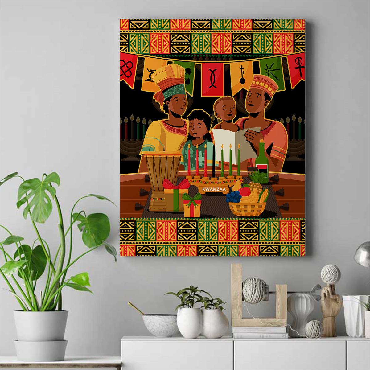 Happy Kwanzaa Canvas Wall Art African-American Culture Celebration - Wonder Print Shop