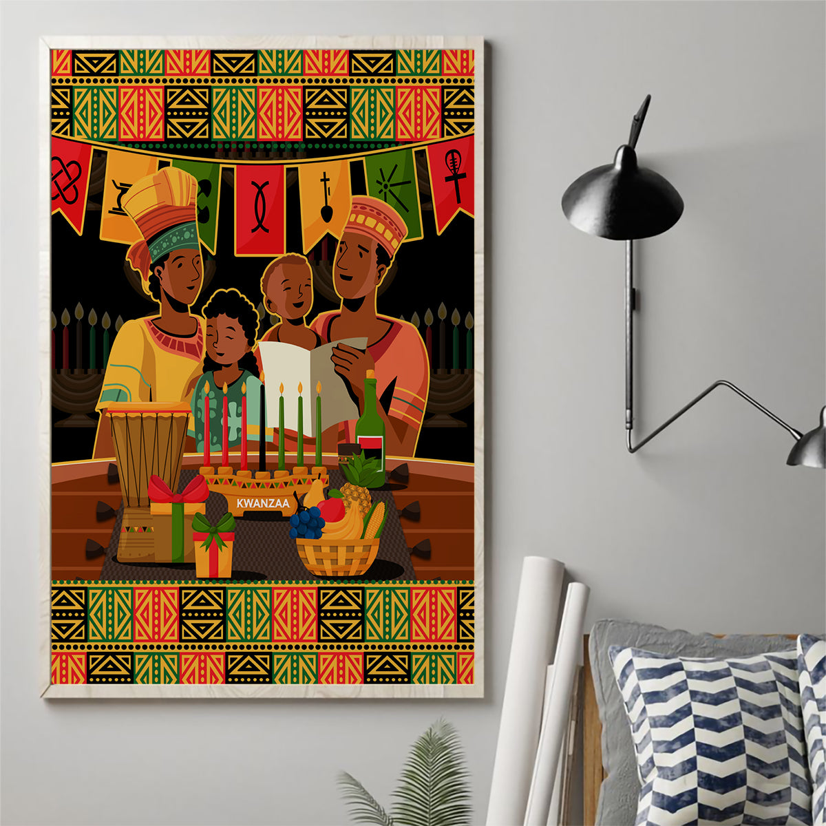 Happy Kwanzaa Canvas Wall Art African-American Culture Celebration - Wonder Print Shop