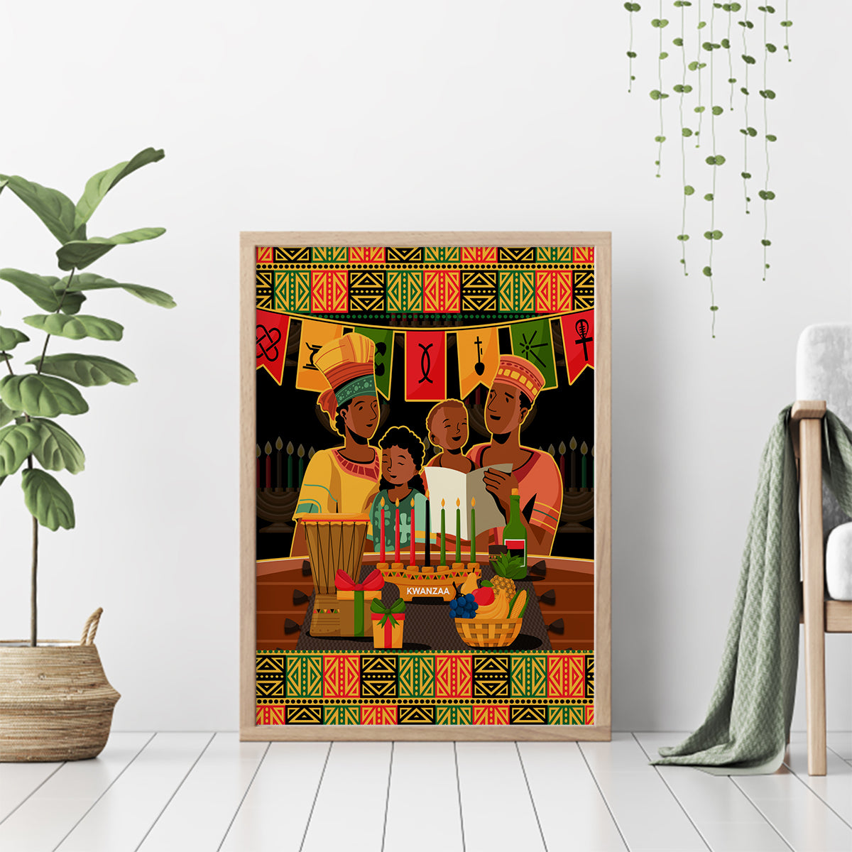 Happy Kwanzaa Canvas Wall Art African-American Culture Celebration - Wonder Print Shop