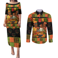 Happy Kwanzaa Couples Matching Puletasi Dress and Long Sleeve Button Shirt African-American Culture Celebration - Wonder Print Shop